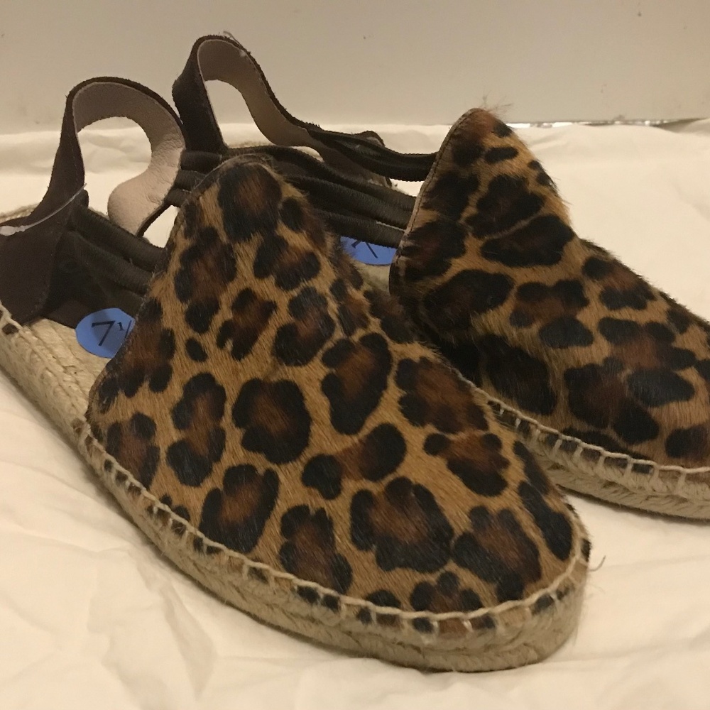 Picon espadrilles with traditional jute sole,  suede and calf hair uppers. NWOT